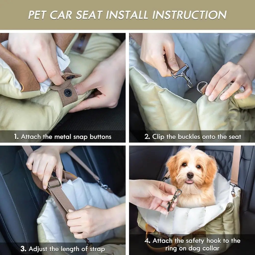 Home Small Dog Car Seat & Travel Carrier & Pet Bed, Non-Slip Booster Seat for Dogs up to 10lbs, Fashionable Pet Carrier Bag for