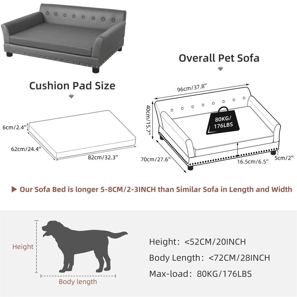 BORWART Heavy Duty Raised Pet Sofa Bed Cushioned Dog Cat Lounge
