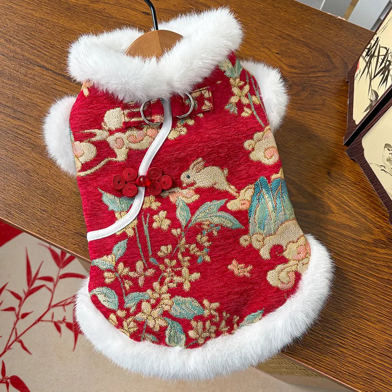 Dkstinye Thick Velvet Chinese Style Pet Vest For Dogs And Cats
