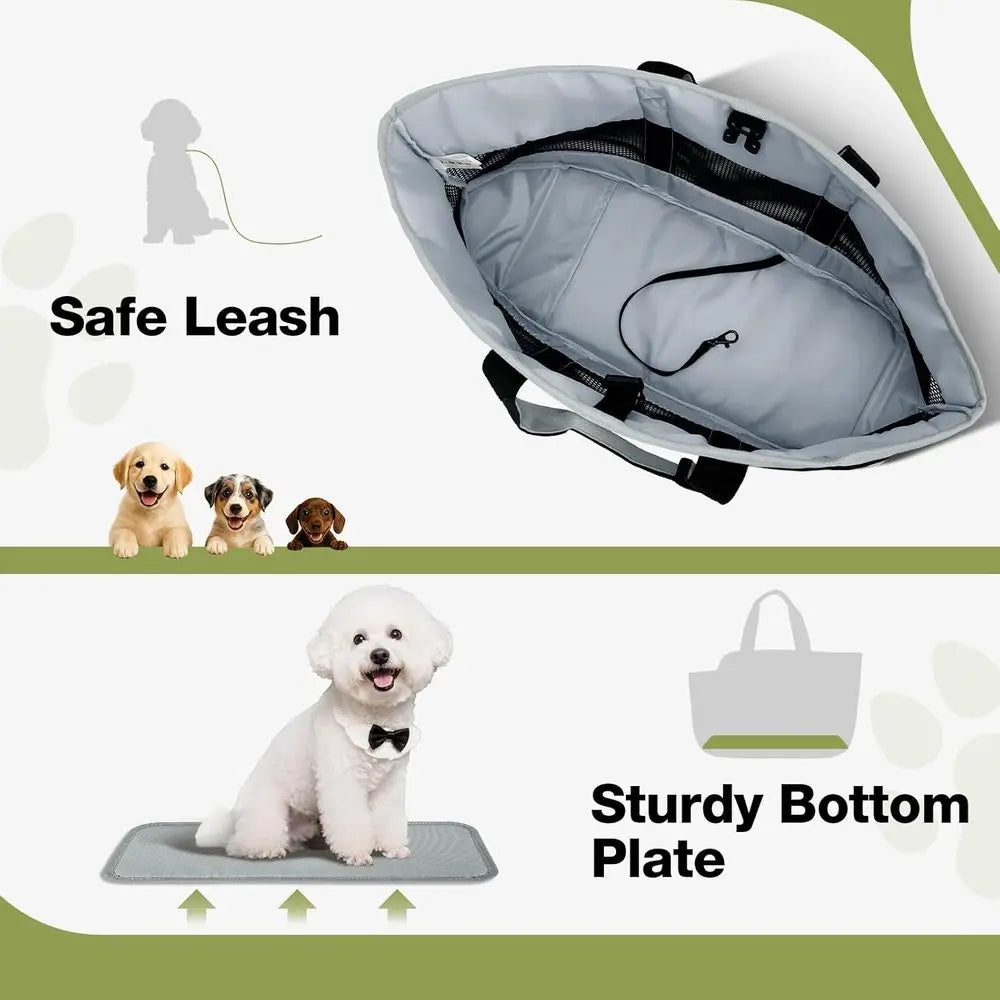 Dog Purse Carrier for Small Dogs, Cats - Dog Carrier Purse with Secure Harness Clip, Dog Tote Bag Carrier, Large Space, Breathab