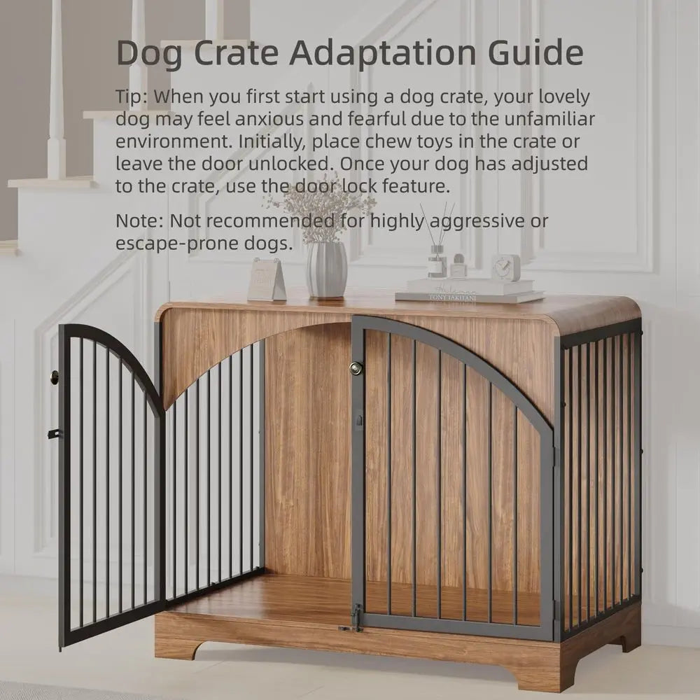 Farmhouse Wooden Dog Crate End Table And Kennel Furniture