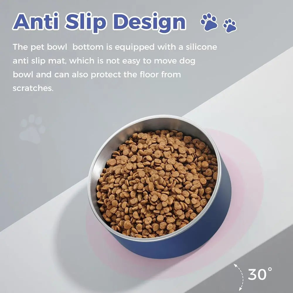 Stainless Steel Dog Bowl Non Slip Quiet Bottom Dishwasher Safe
