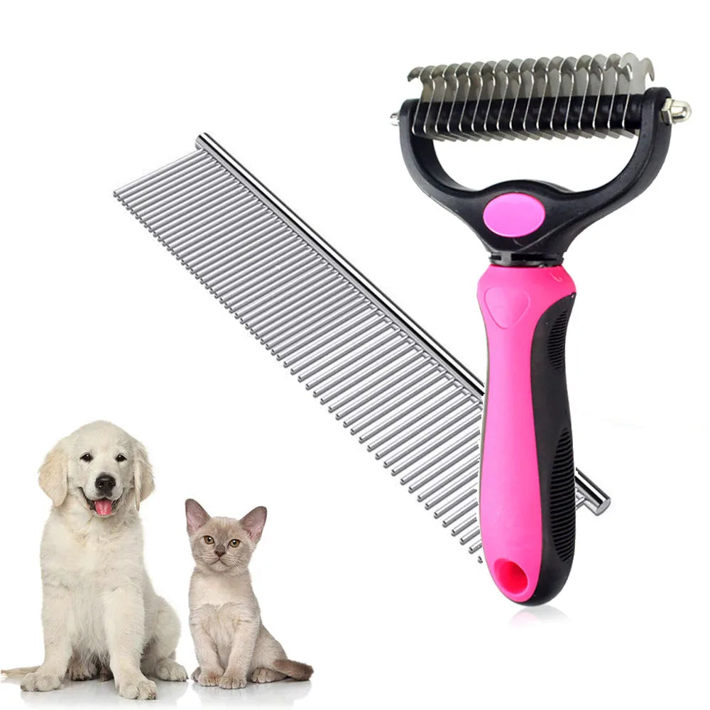 Dog Grooming Rake and Metal Comb Deshedding Brush for Pets