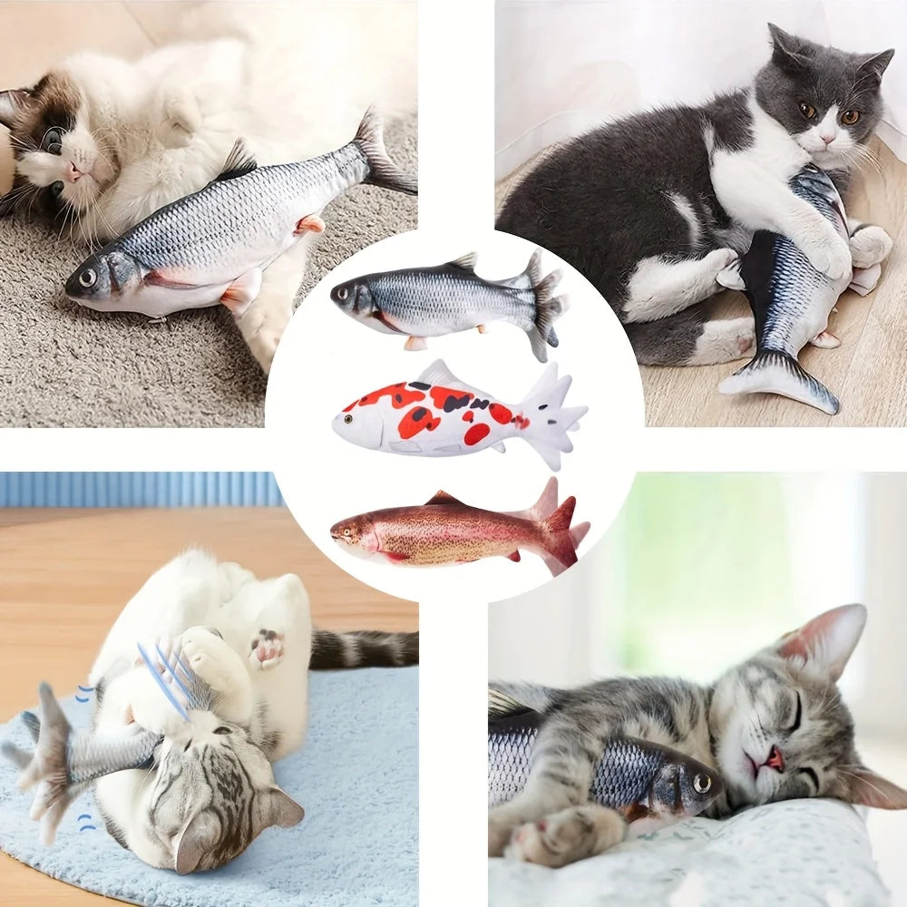 3pcs Floppy Fish Cat Toys, Cat Toys Flopping Fish, Moving Kitten Kicker, Floppy Wiggle Carp for Small Dogs, Soft And Durable,
