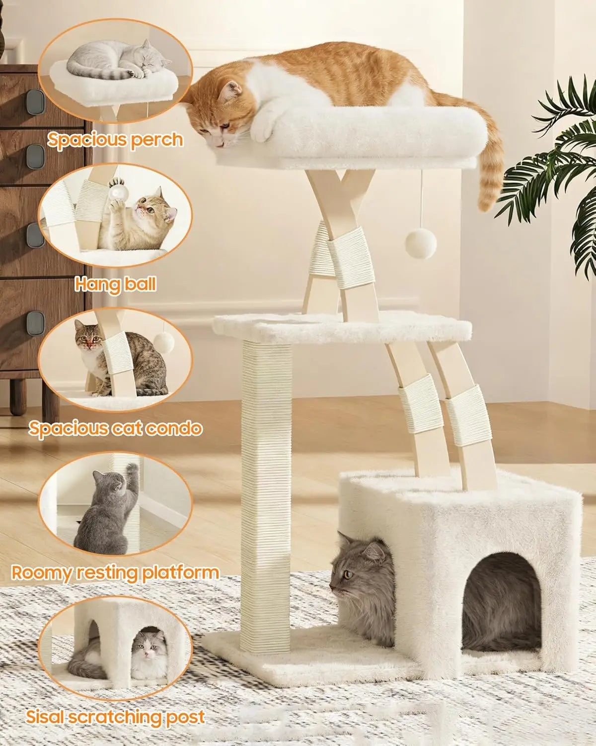 Cat Tree for Indoor Cats,40 Inches Cat Tower with Cozy Condo, Scratching Posts, Multi-Level Activity
