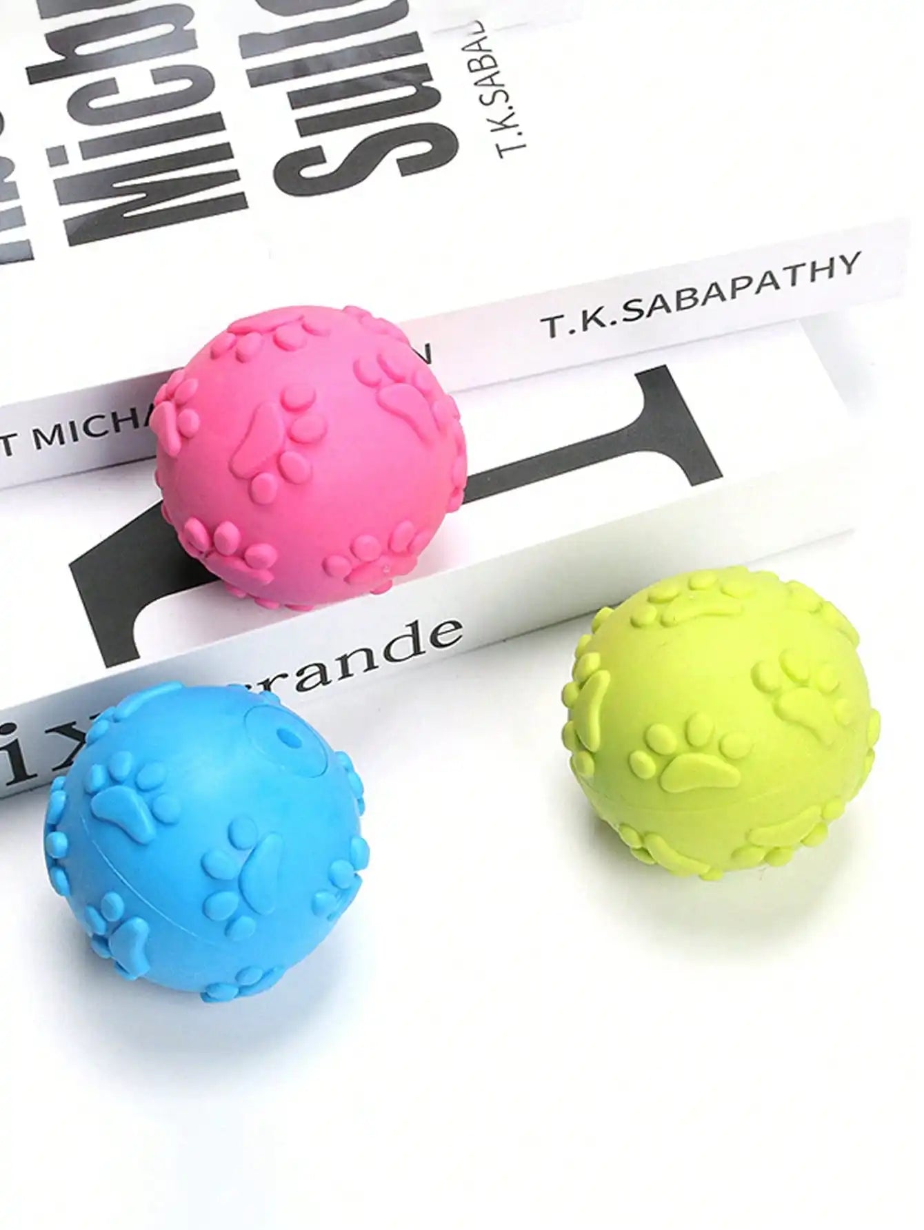 1/3Pcs Natural Latex Squeaky Paw Shaped Dog Balls, Durable Chew Fetch Toys for Small Medium Puppies, Relieve Separation Anxiety