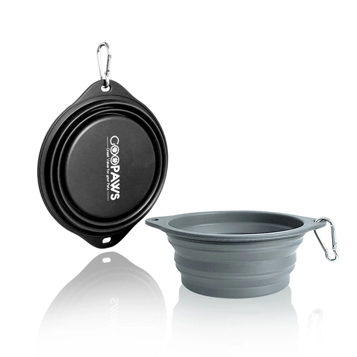 GOOPAWS Silicone Non-Skid Travel Cat & Dog Bowl, 2 count