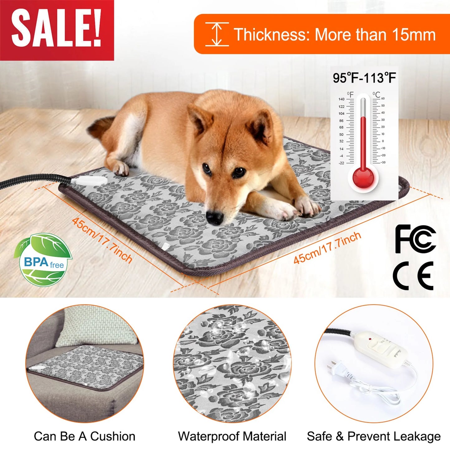 Pet Heating Pad Dog Cat Electric Heating Mat