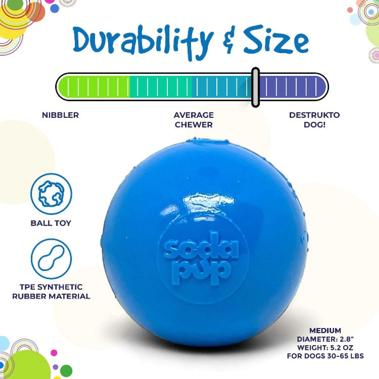 Squeak Ball - Durable Squeaky Dog Toy, Floats, Chew Toy