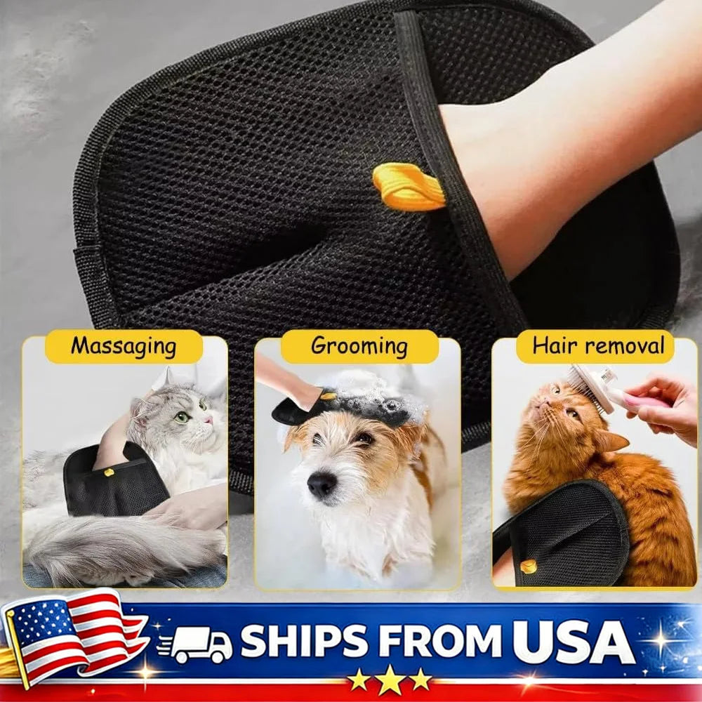 Pet Hair Remover Glove Reusable Electrostatic Grooming Tool For Dogs Cats Removes Fur From Furniture Clothes Carpet Car