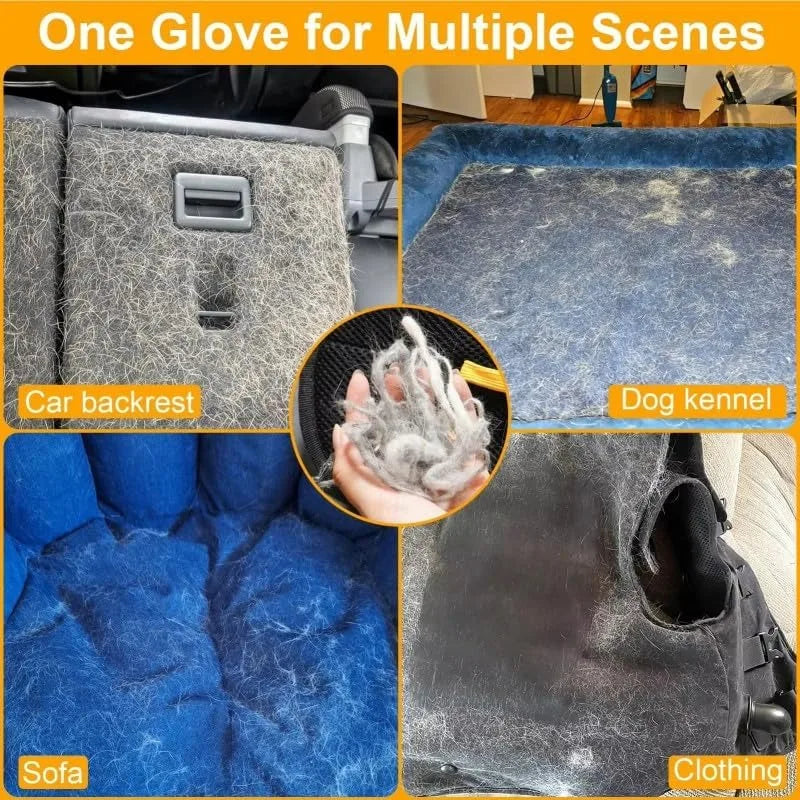 Pet Hair Remover Glove Reusable Electrostatic Grooming Tool For Dogs Cats Removes Fur From Furniture Clothes Carpet Car