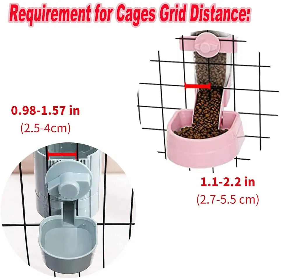 Automatic Pet Feeder Cage Hanging Bowl Water Bottle Dispenser For Pets
