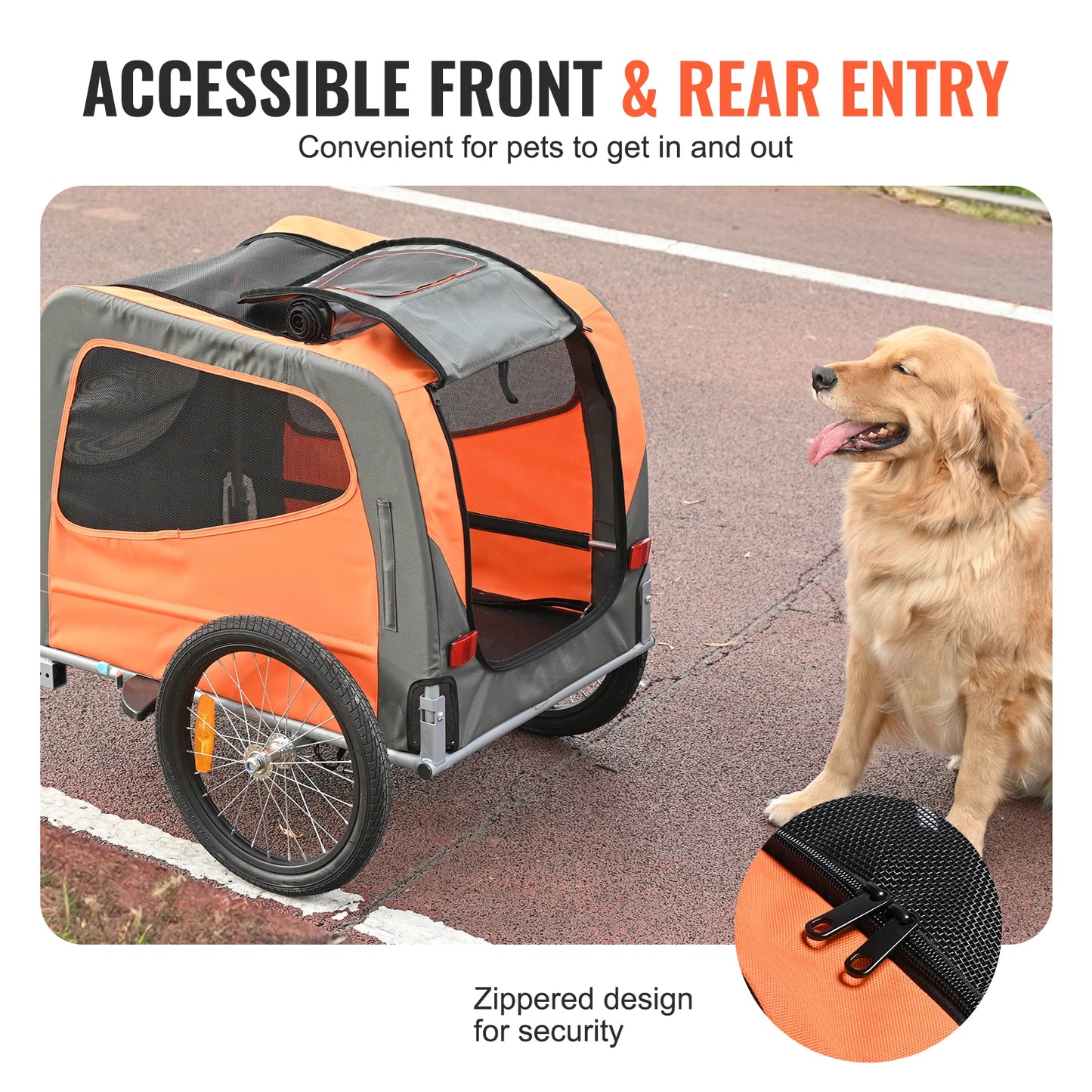 SucceBuy 66lbs Pet Cart Bicycle Carrier Dog Bike Trailer with Folding Frame & Wheels Reflectors Flag for Dogs Accessories