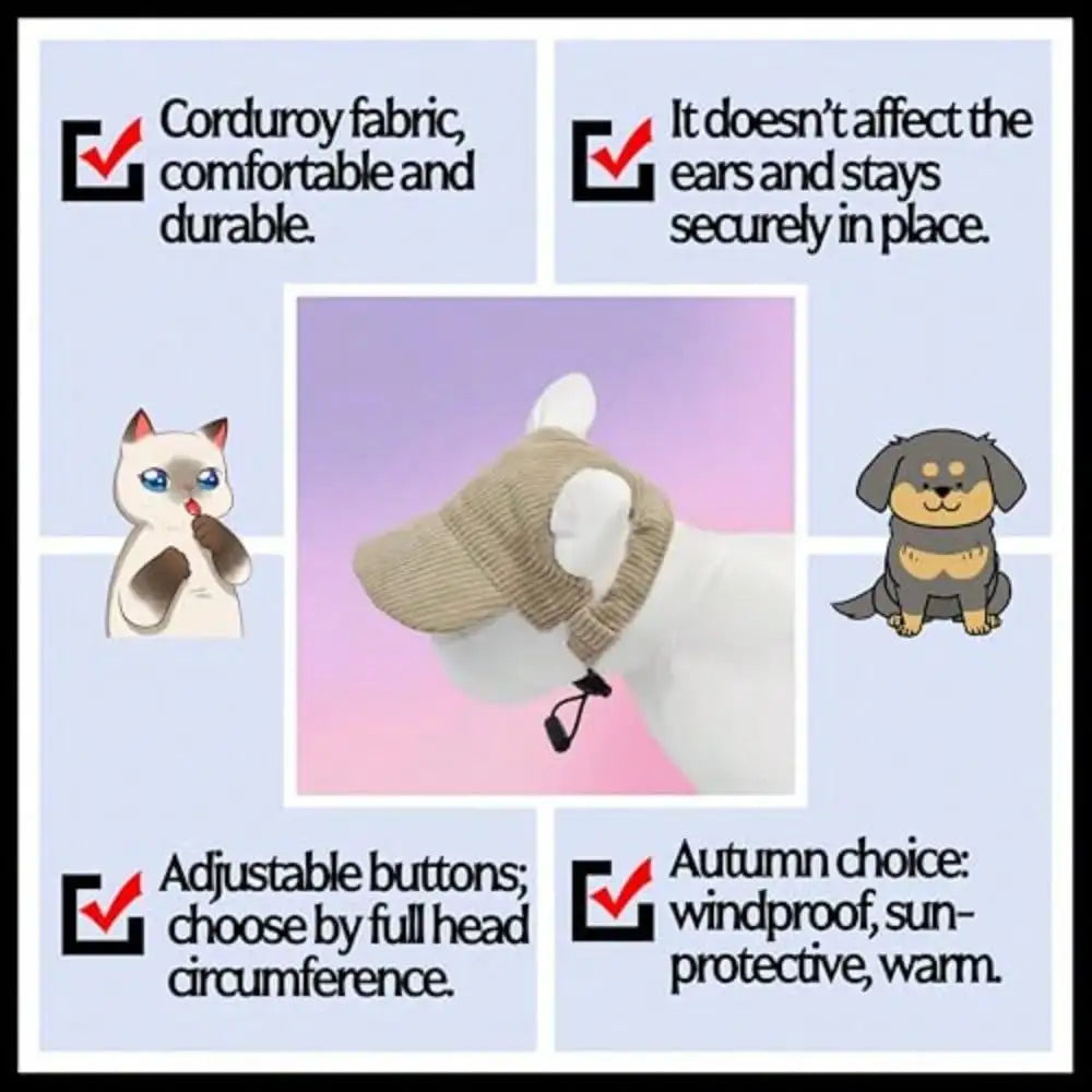 Pet Ear Holes Baseball Cap Sun Visor For Dogs And Cats