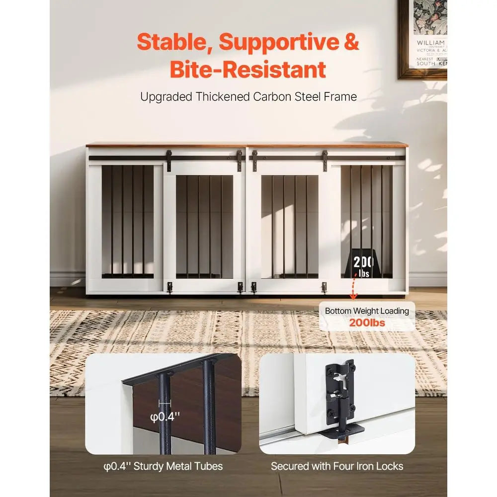 Dual Dog Crate Furniture With Sliding Doors TV Stand
