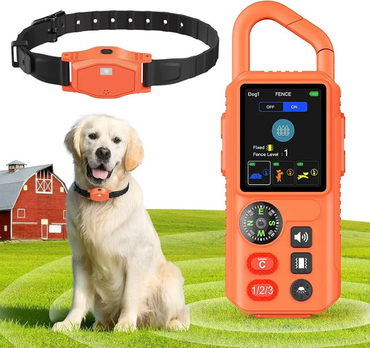 4-in-1 Wireless Dog Fence System, Electric Fences for Medium Large Dogs, 4 Modes Training Collar with Remote, IPX7 Waterproof, P