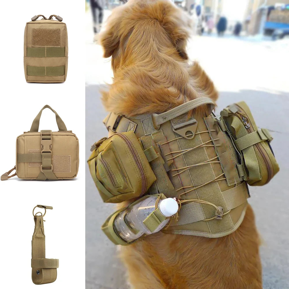 Dog Military Bags Set Molle Pouches Belt Attaching on Harness Sticker Military Dog Training Bags For Large Dogs Accessories