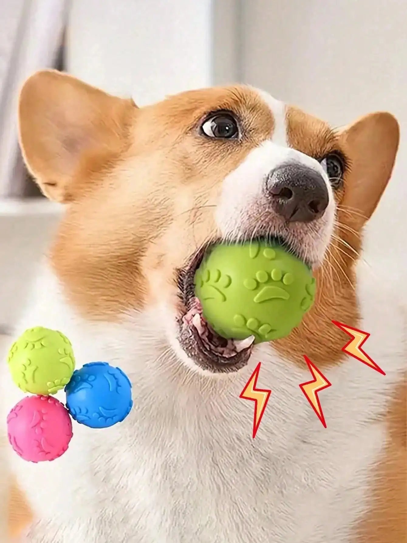 1/3Pcs Natural Latex Squeaky Paw Shaped Dog Balls, Durable Chew Fetch Toys for Small Medium Puppies, Relieve Separation Anxiety