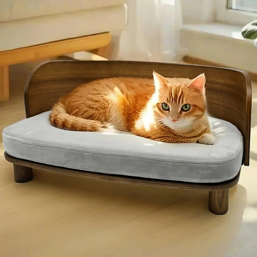 Borwart Elevated Wood Pet Sofa Bed for Dogs Cushion