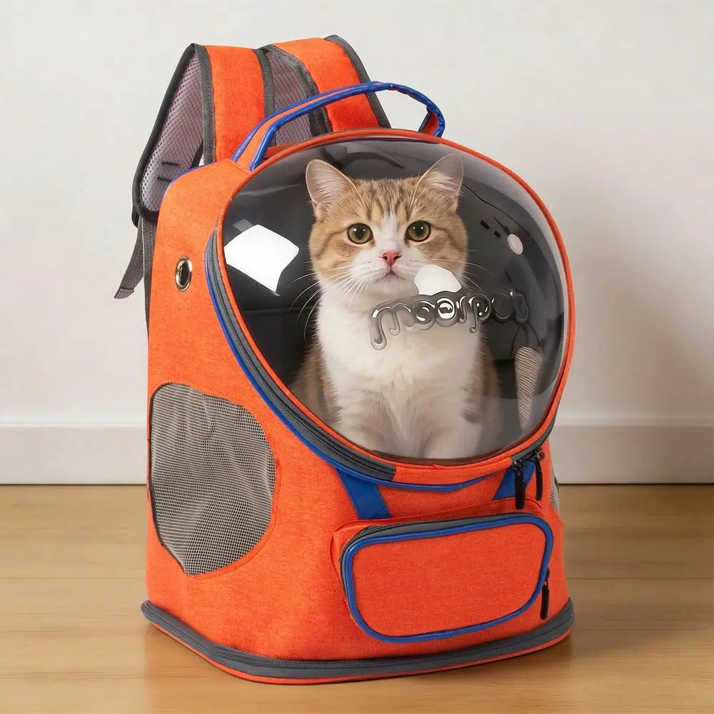 Backpack Carrier, Foldable, Breathable Transparent, Suitable For Cats And Dogs, Portable Travel Bag With Zipper, Essential Pet