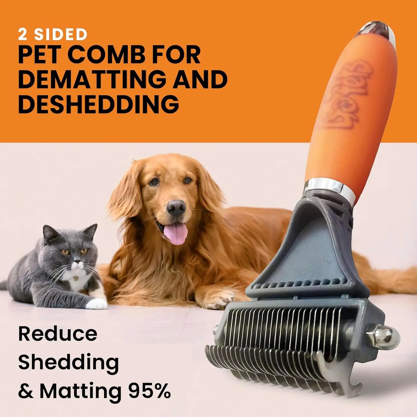 Two In One Dog And Cat Dematting Comb Deshedding Brush