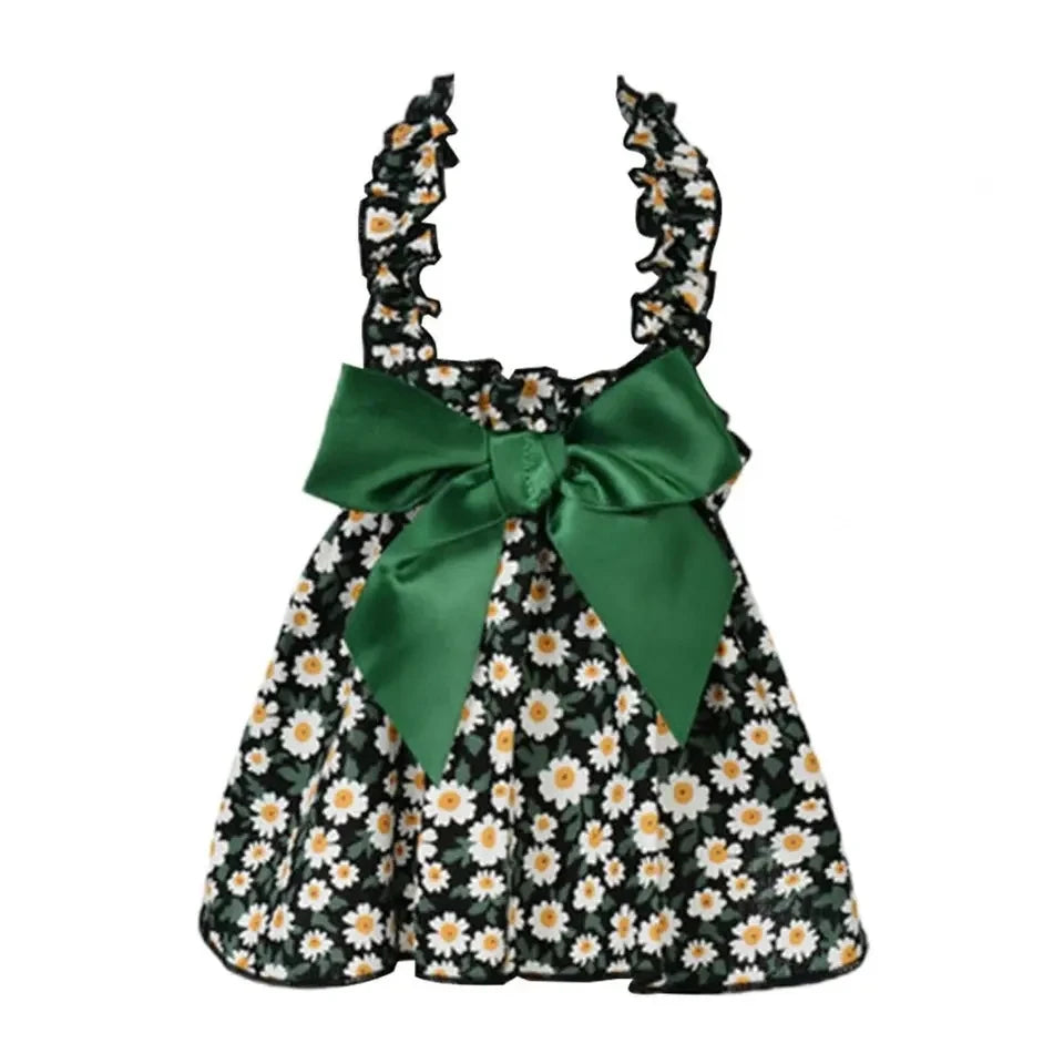 Cyan Flower Sleeveless Summer Pet Princess Dress