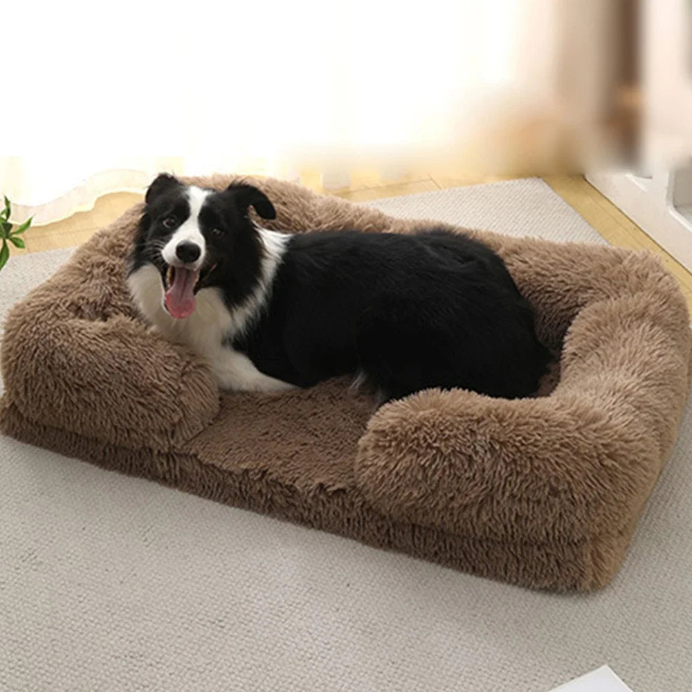 Half Surround Full Filling Medium Dog Bed Winter Warm Large Dog Sofa Soft Square Cat Bed Kennel Plush Puppy House Accessories