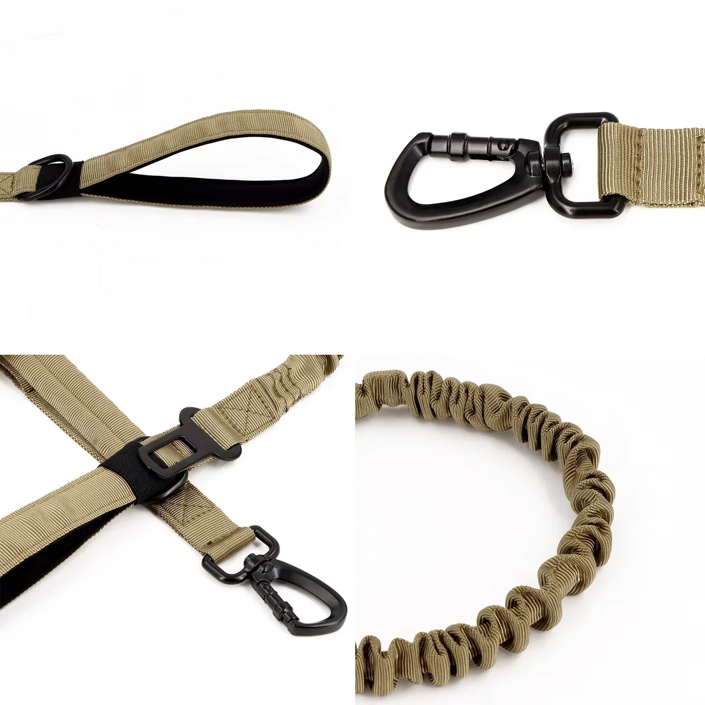 Dog Leash With Adjustable Elastic Rope And Dual Handles