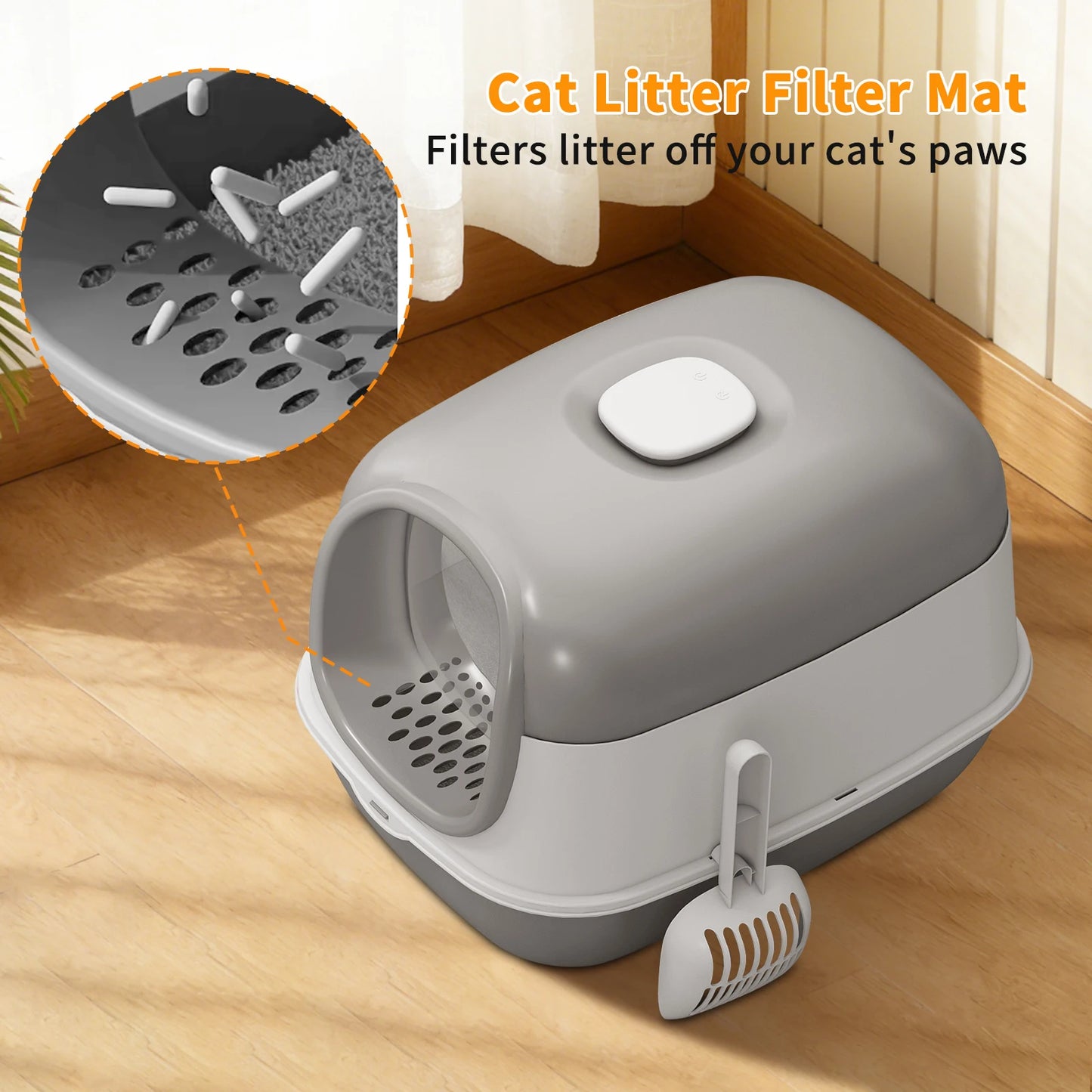 Switchable Open Semi-Enclosed Cat Litter Box for Multi-Cat Homes