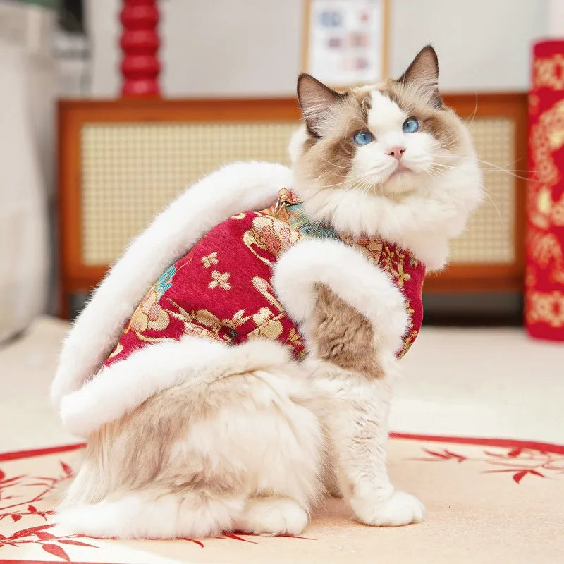 Dkstinye Thick Velvet Chinese Style Pet Vest For Dogs And Cats