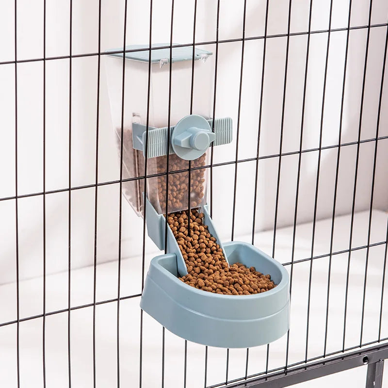 Automatic Pet Feeder Cage Hanging Bowl Water Bottle Dispenser For Pets