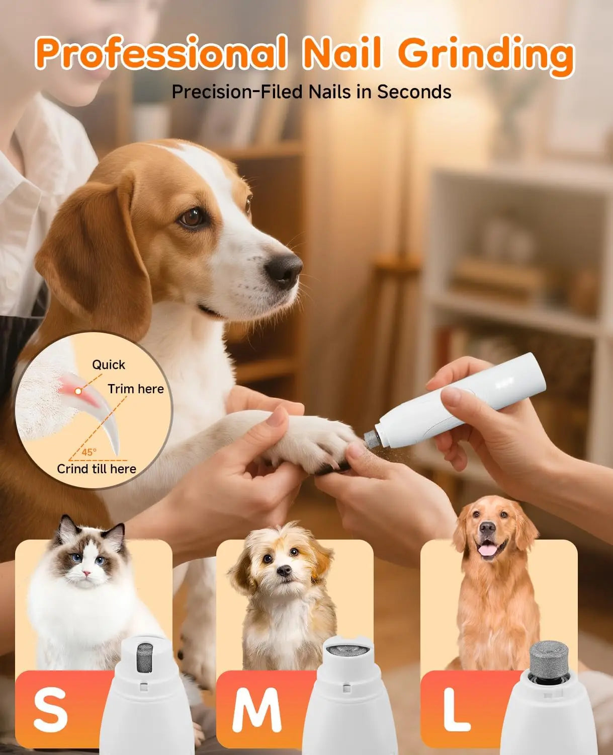 Dog Grooming Kit 14 In 1 Cordless Trimmer With Quiet Nail Grinder Hair Clippers