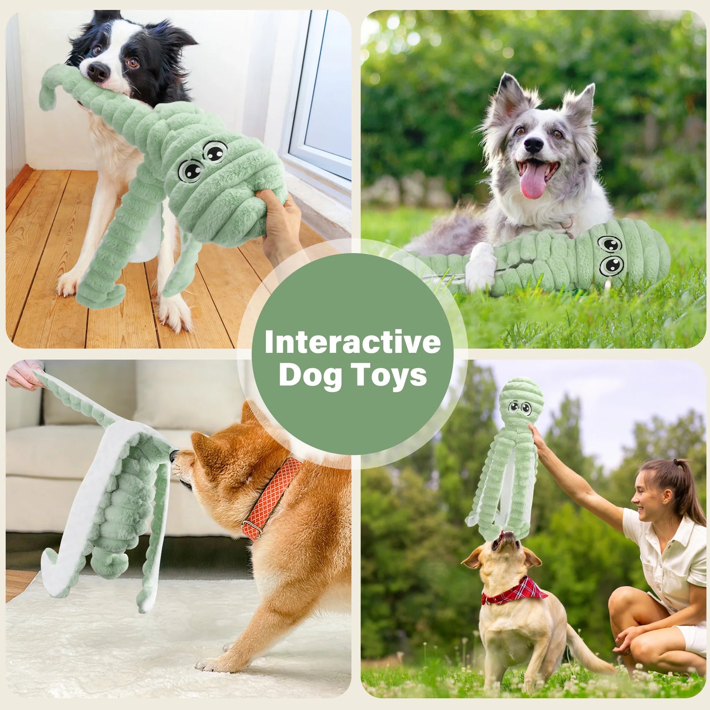 Squeaky Plush Dog Toy For Interactive Chewing And Teething