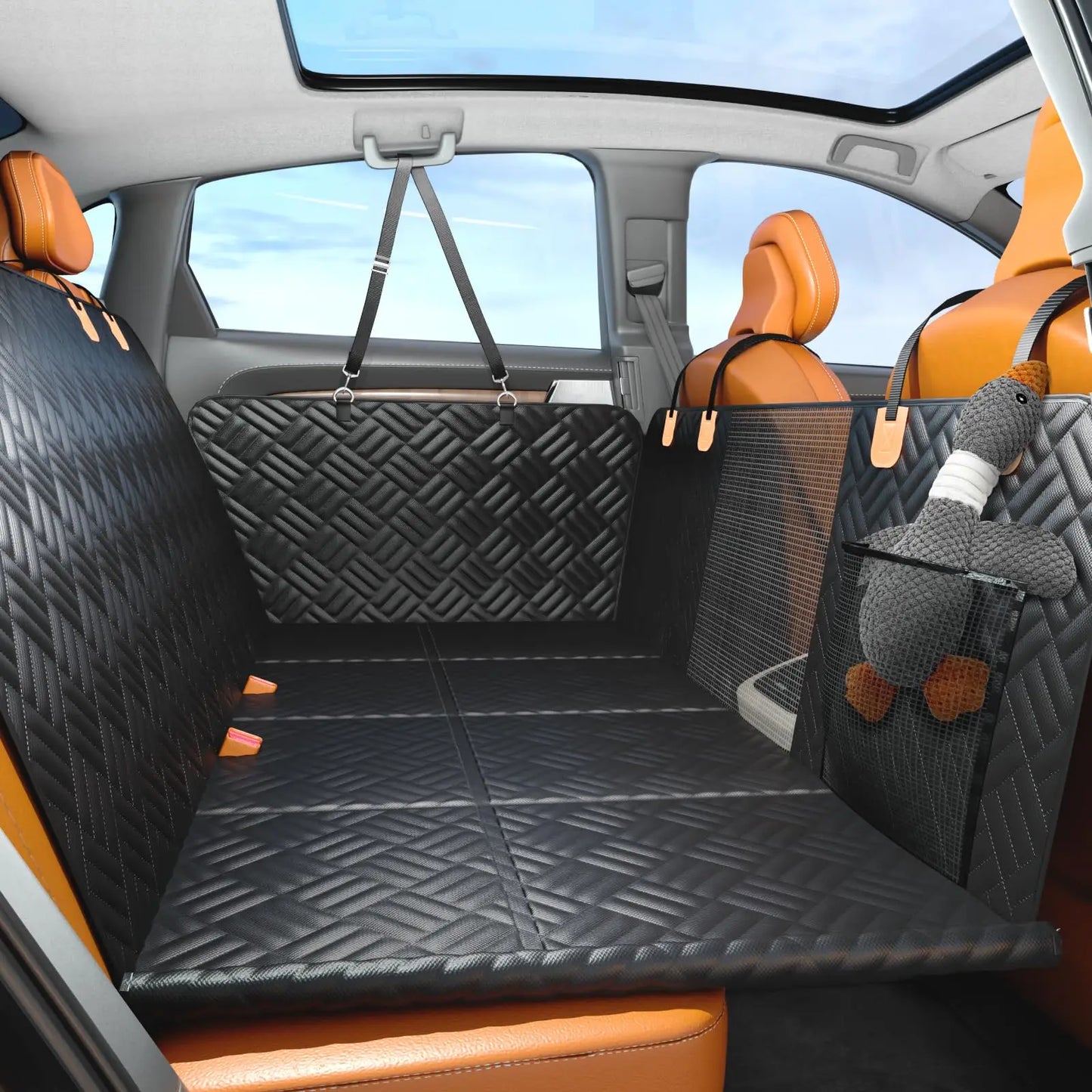 NONECN Car Rear Seat Dog Hammock Cover with Hard Bottom Extender