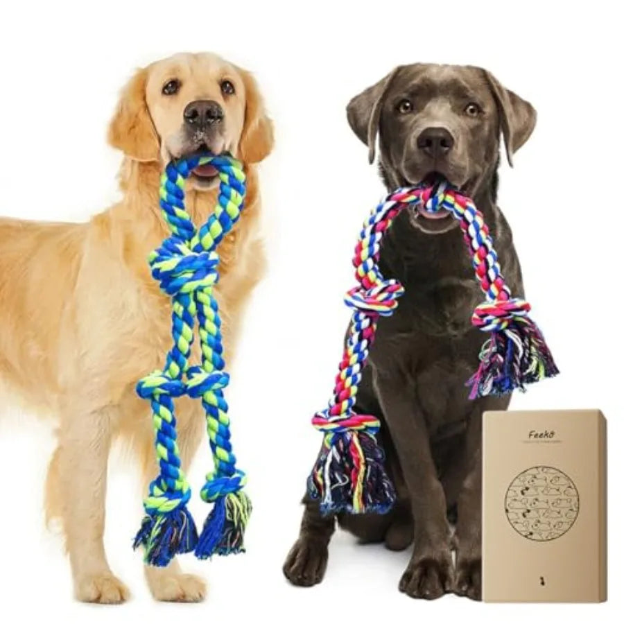 Heavy Duty Dog Rope Toys for Large Breed Aggressive Chewers, 2 Pack Indestructible Teeth Cleaning Tug of War Toy