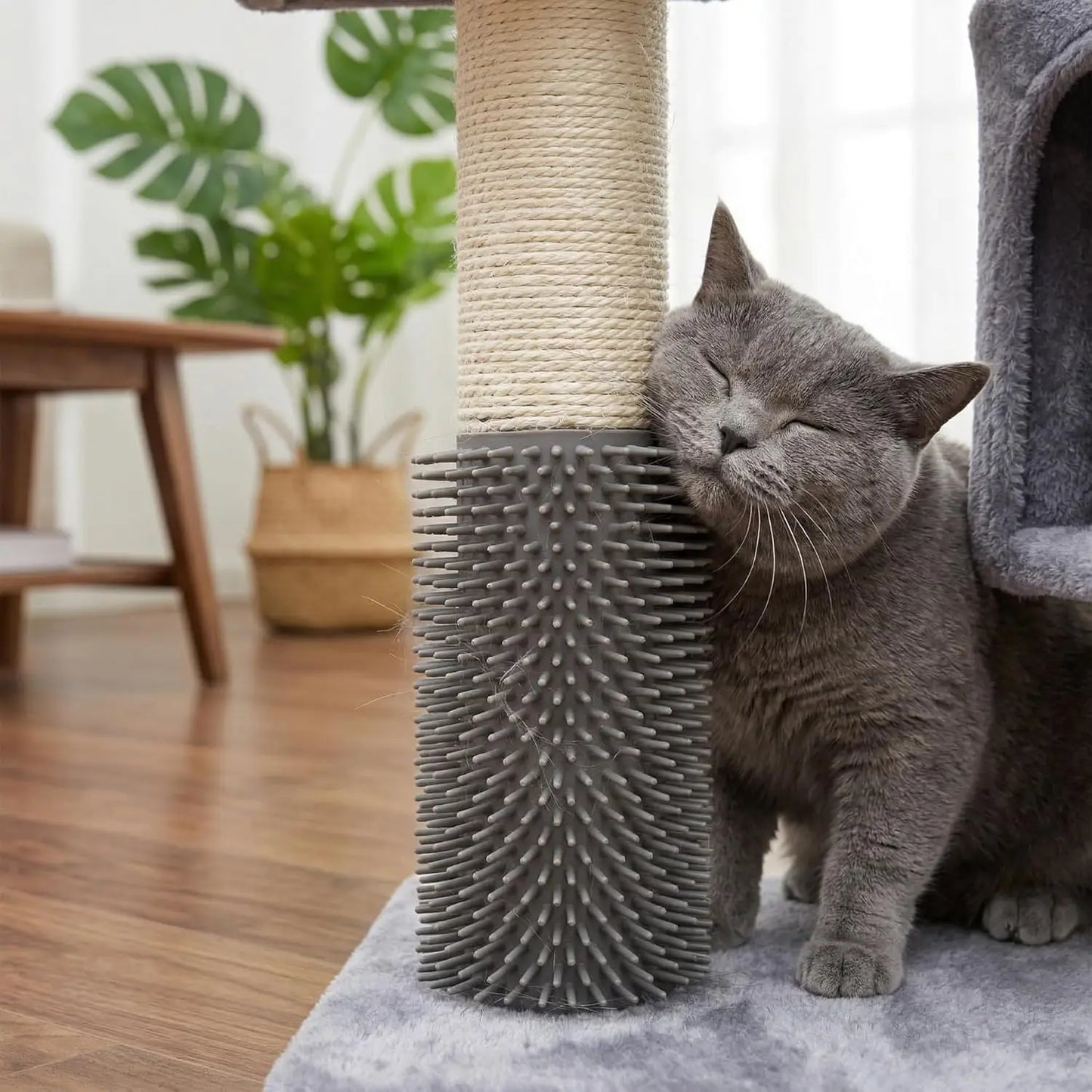Cat Tree with Cat Condo and Hammock for Indoor Cats, Cat Tree with Self-Grooming Brush and Toy Balls