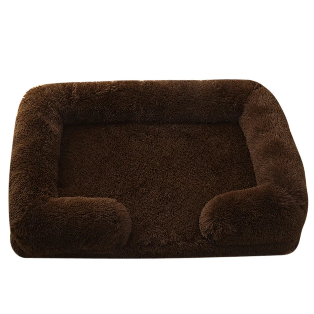 Half Surround Full Filling Medium Dog Bed Winter Warm Large Dog Sofa Soft Square Cat Bed Kennel Plush Puppy House Accessories