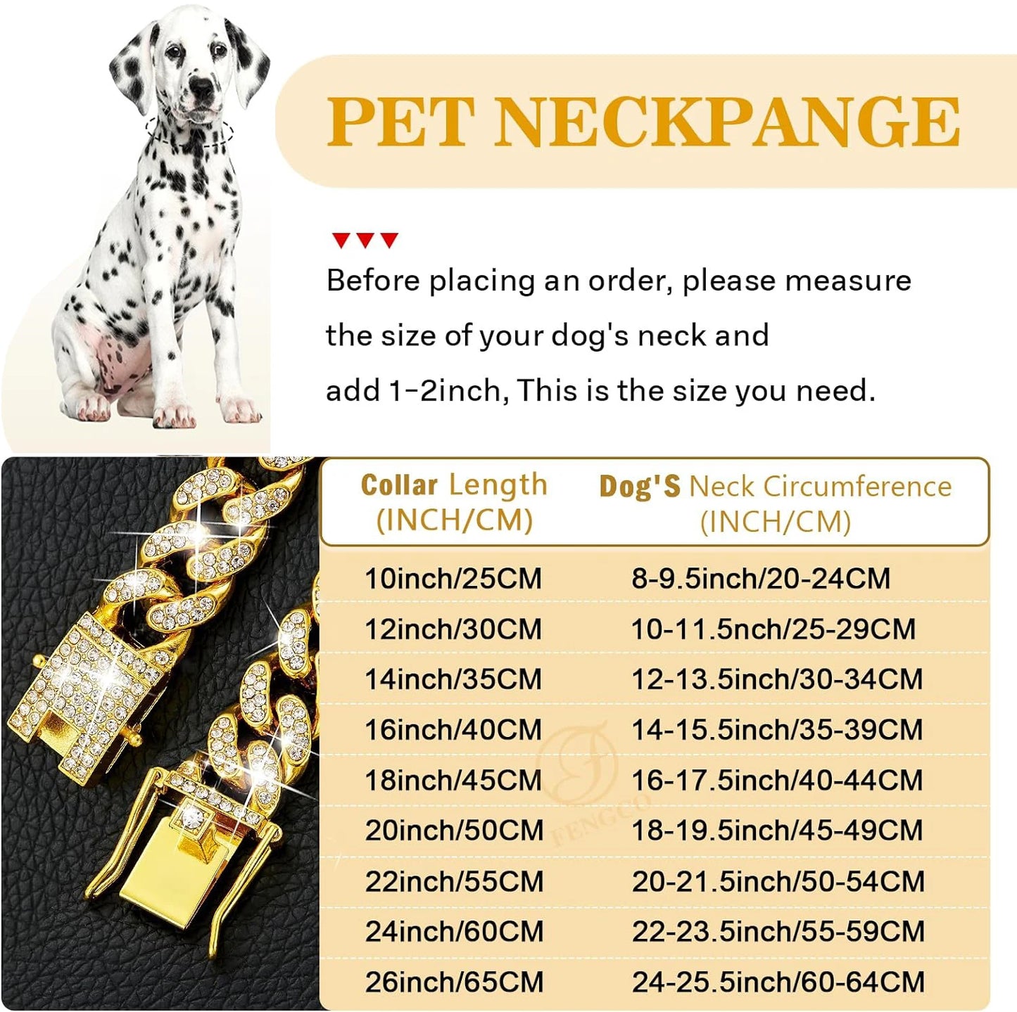 Luxury Dog Chain Collar Stainless Steel Pet Jewelry Necklace