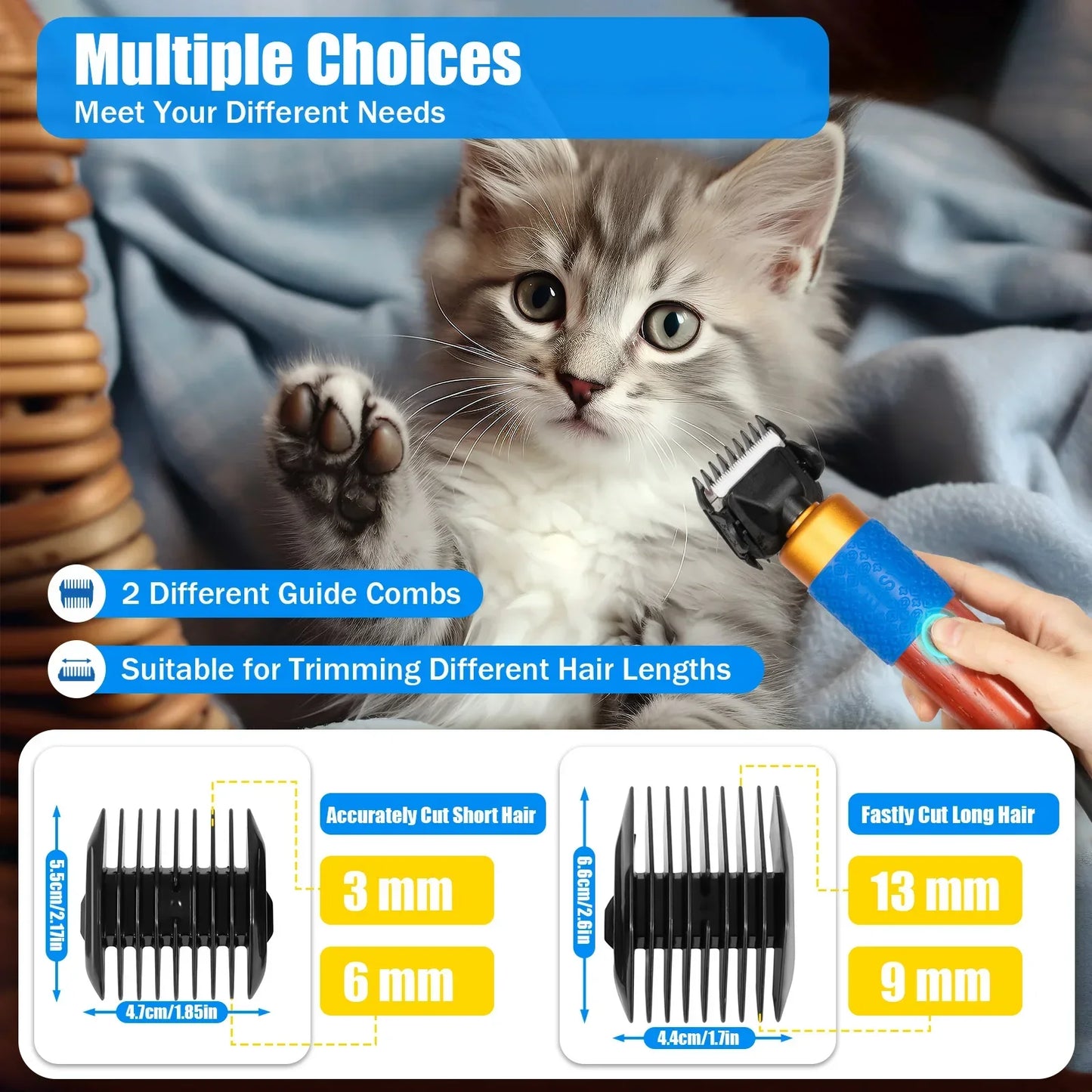 36W Portable Pet Clipper Low Noise With Insulated Handle Easy To Clean For Sheep,Goats,Large Dogs,Angora Rabbits & Cats