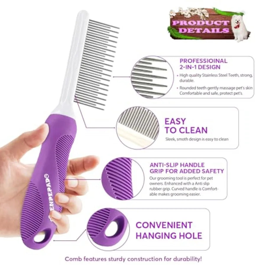 Stainless Steel Grooming Comb For Dogs Cats Detangling Matted Hair