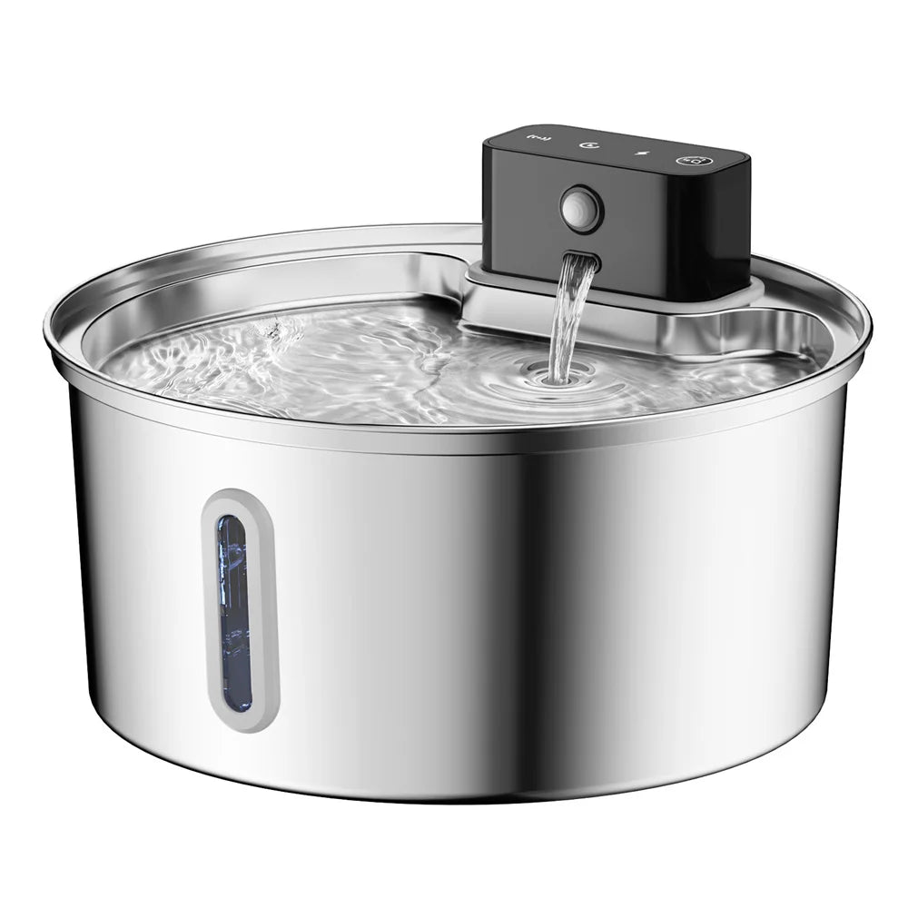 Wireless Stainless Steel Pet Water Fountain With Motion Sensor