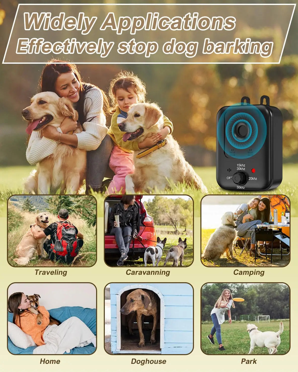 Automatic Ultrasonic Dog Bark Control Device Rechargeable Indoor Outdoor