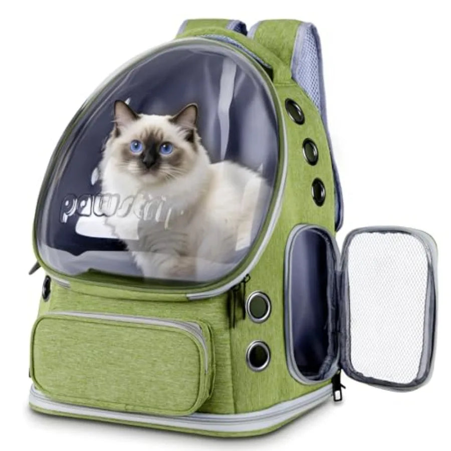 Cat Backpack Carrier with Large Space Bubble Window Airline Approved Breathable Pet Carrier for Small Dogs Cats up to 15lbs Fol