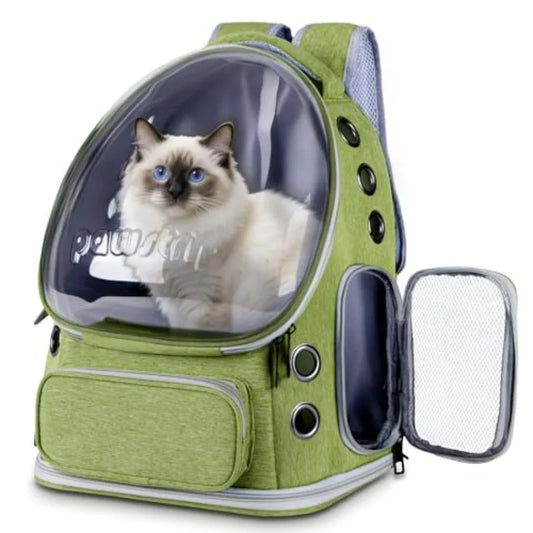 Cat Backpack Carrier with Large Space Bubble Window Airline Approved Breathable Pet Carrier for Small Dogs Cats up to 15lbs Fol