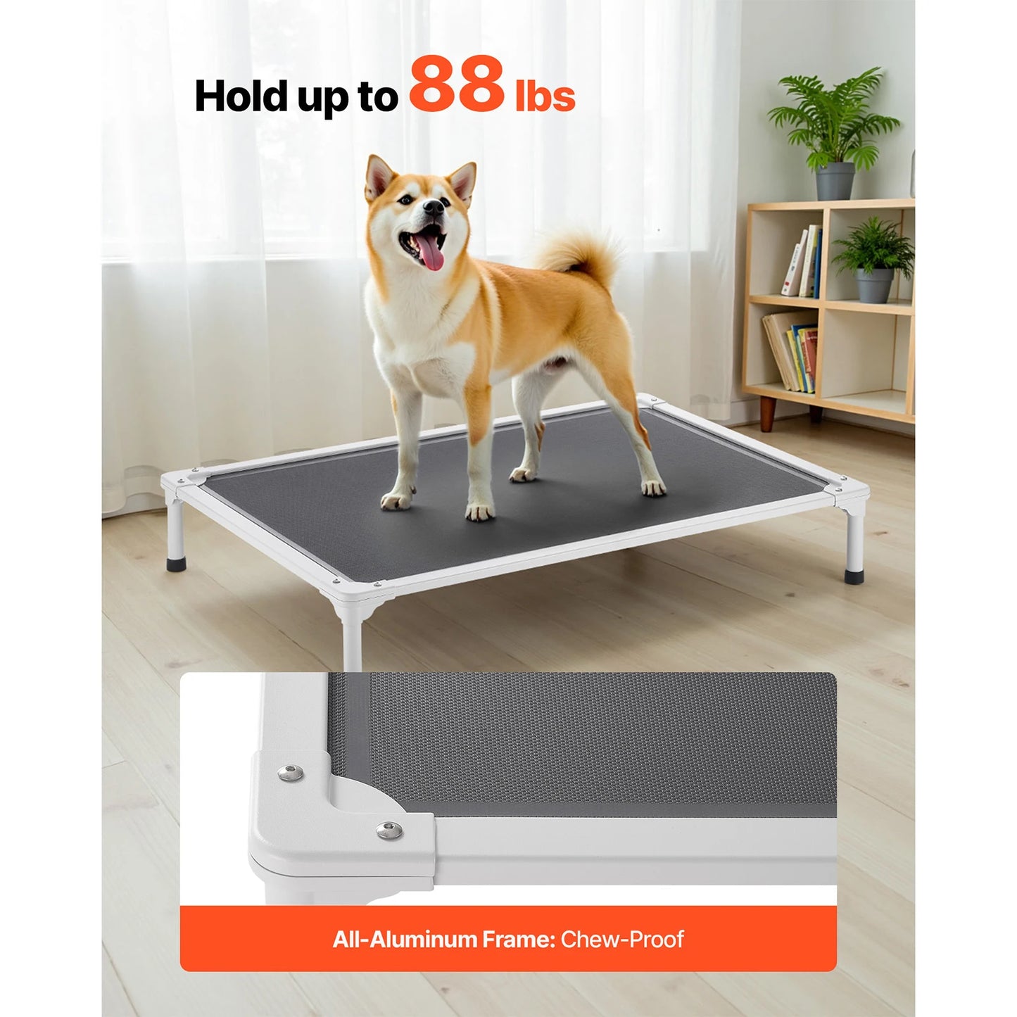 SucceBuy Elevated Dog Bed For Large Dogs With Textilene Mesh