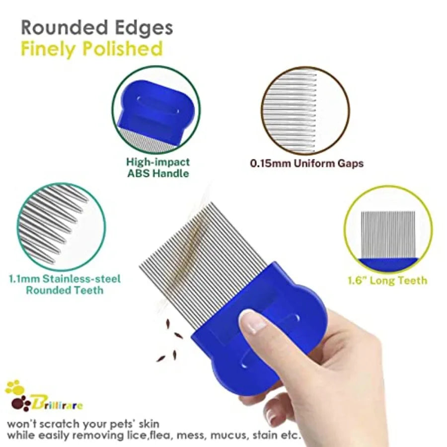 Flea Lice Comb Stainless Steel Double Sided Dog Cat Grooming