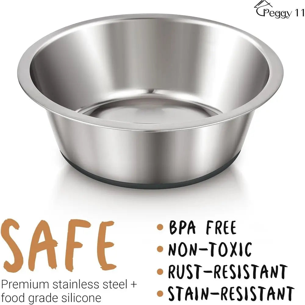 Stainless Steel Non Slip Dog Bowls Silicone Base Stable Holder