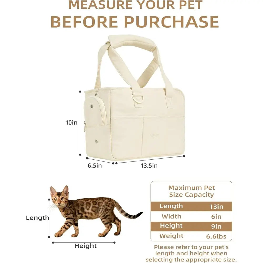 Dog Purse Carrier for Small Dogs Rabbit cat with Large Pockets, Cotton Bag, Dog Carrier Soft Sided, Collapsible Travel Puppy Car