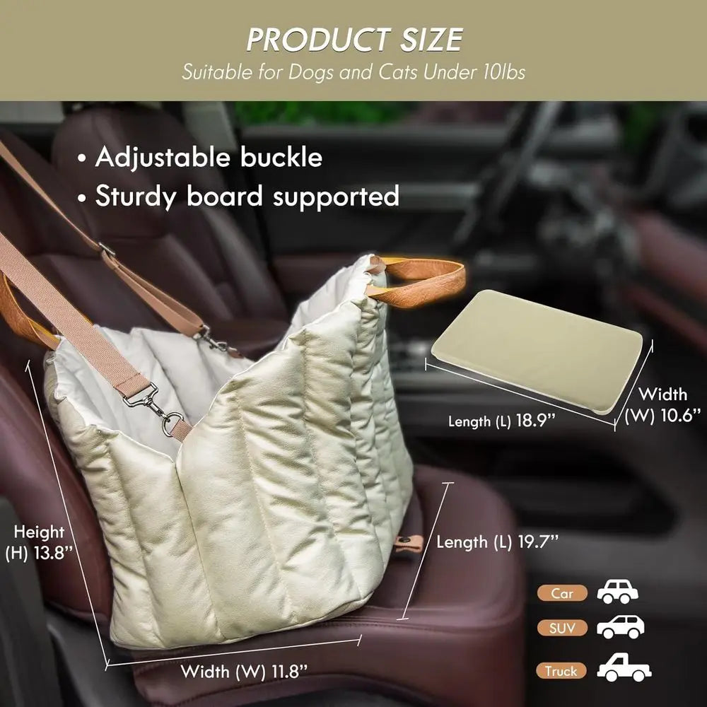 Home Small Dog Car Seat & Travel Carrier & Pet Bed, Non-Slip Booster Seat for Dogs up to 10lbs, Fashionable Pet Carrier Bag for