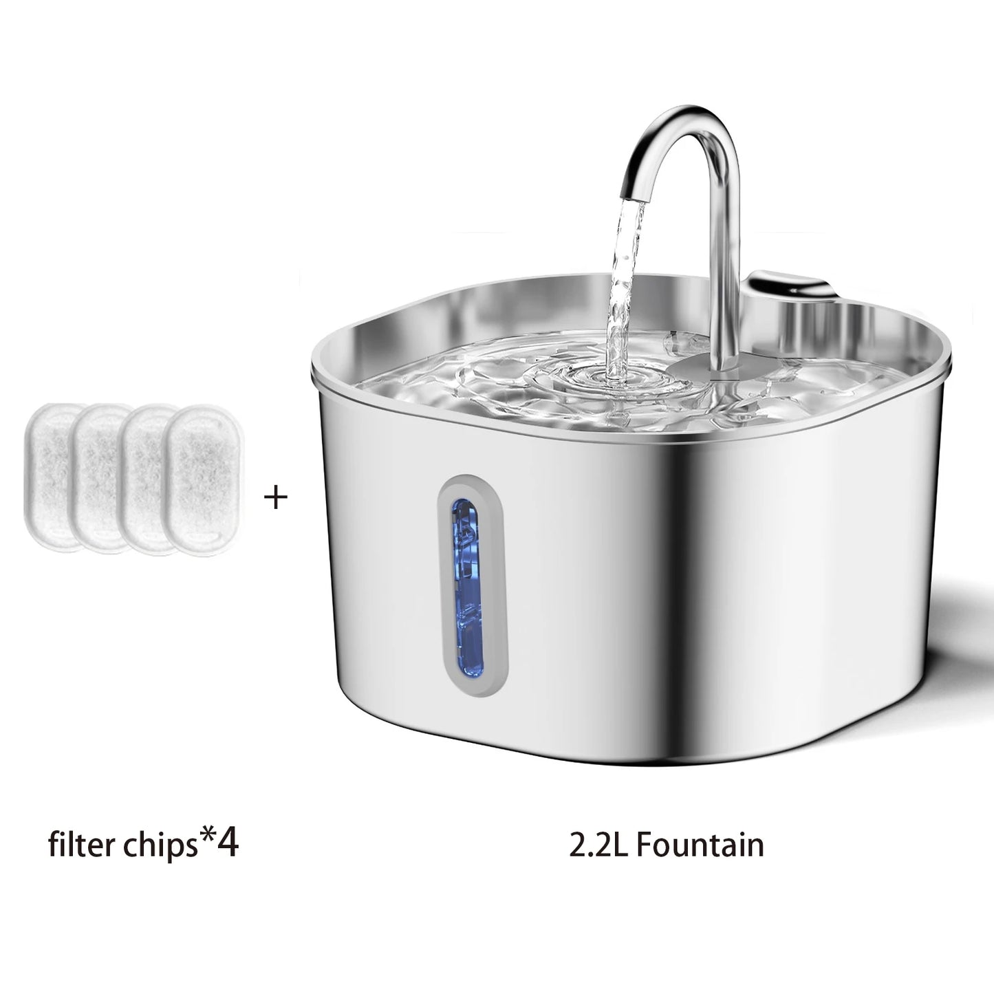 Square Stainless Steel Automatic Cat Water Fountain With Window